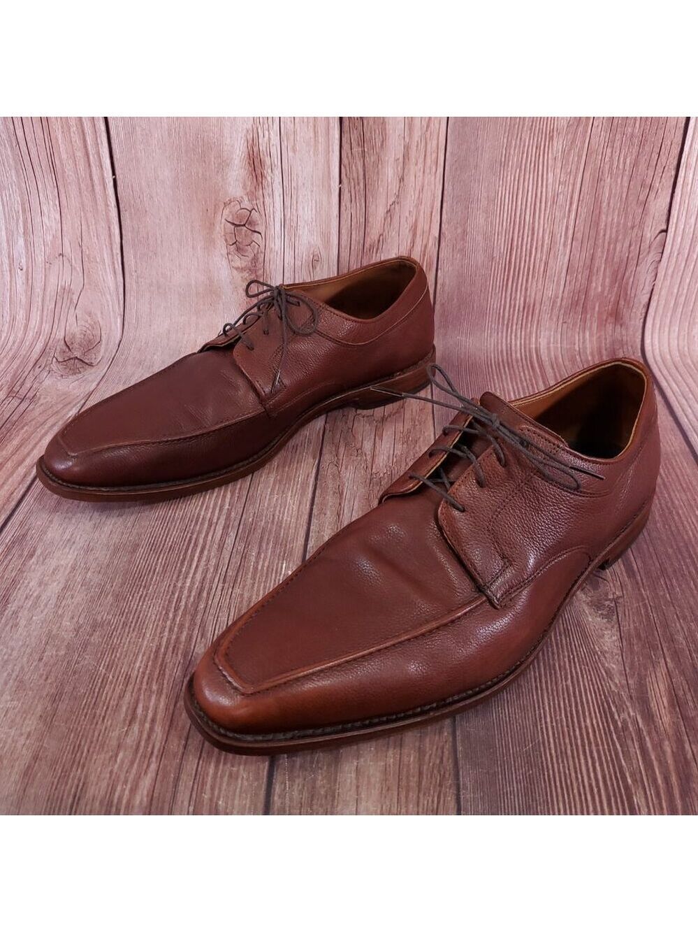 *READ* Allen Edmonds Jackson Mens 14 D Apron Toe Derby Dress Shoes Brown